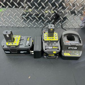 🆕 Genuine Ryobi kit ONE+  Two P197 4Ah 18v Lithium batteries plus charger